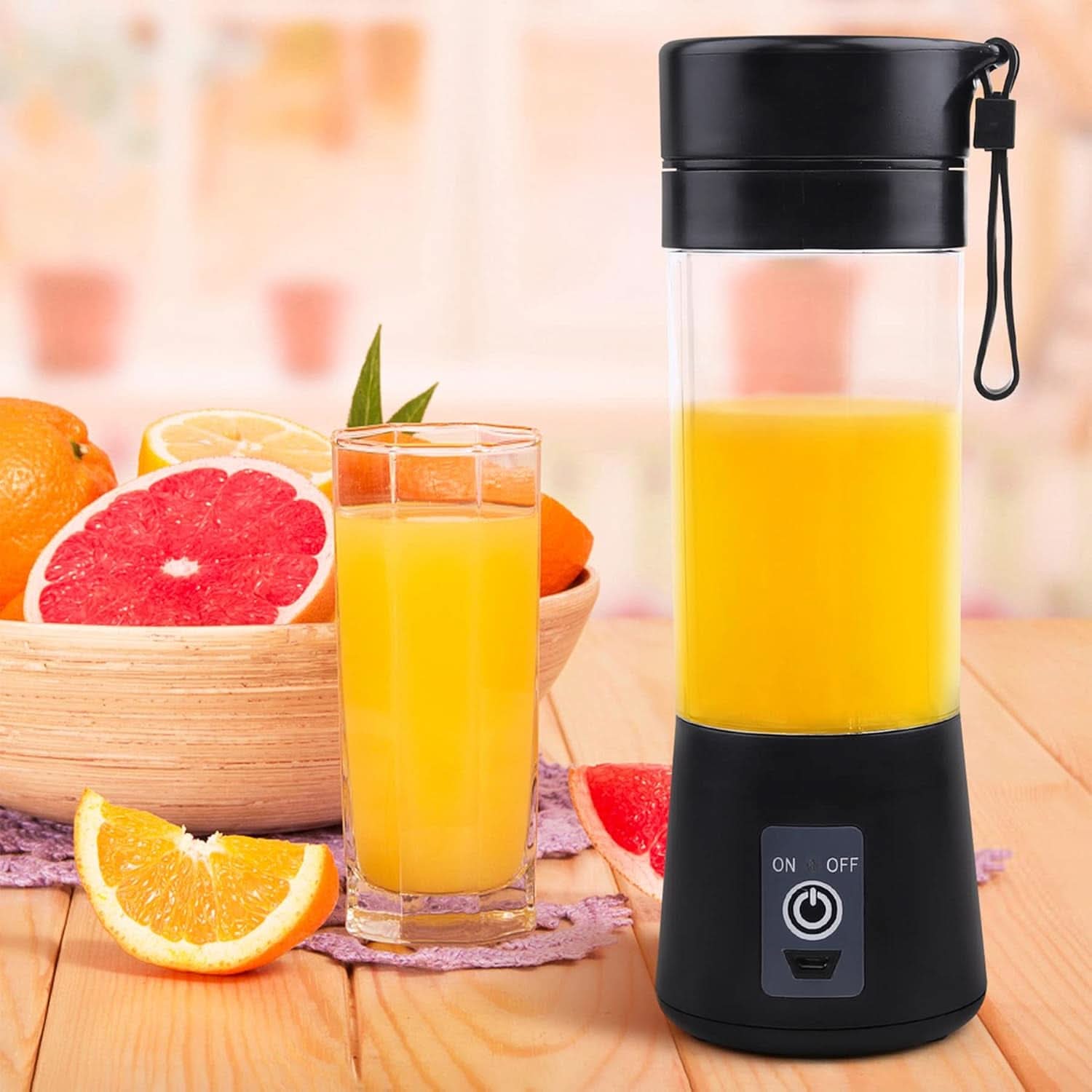 Mixer Smoothie Maker Tragbarer Entsafter: 380Ml Standmixer Persönlicher Shaker Proteinshake Mit 6 Edelstahlmesser Tragbar-Bpa-Freie Mit Usb-Mixbecher Für Shakes,Saftoutdoor,Schwarz Bucatarie Naty Shop