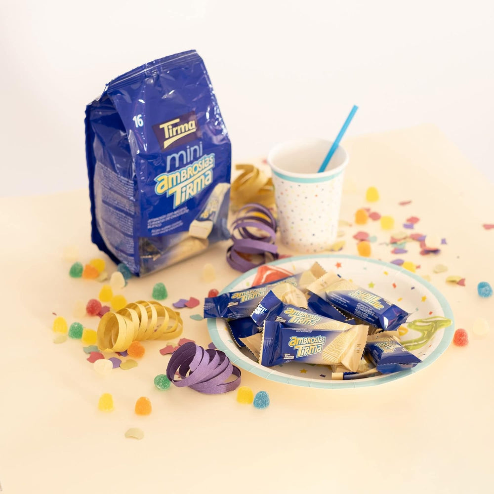 Mini Obleas de Chocolate Blanco Tirma | (16 unidades x 13,5g), 216g | Relleno de crema delicado | Sin OGM | Apto para vegetarianos | Empaquetado individualmente | merienda empacada