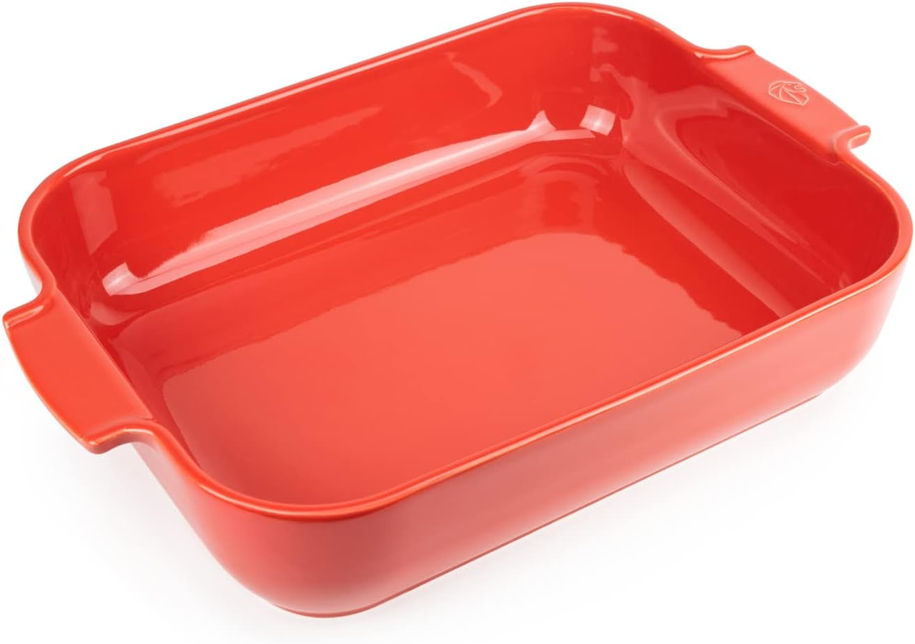Peugeot Appolia Rechteckige Auflaufform Mit Griffen, Keramik, Schiefer / Grau, 8,3X40,5X27,2 Cm, Fassungsvermögen: Ca. 4 L, 60022 Moldes y bandejas para horno Naty Shop Rot