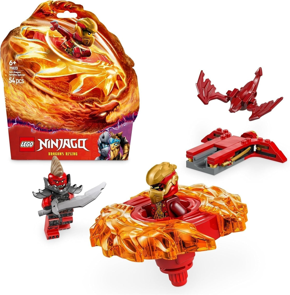 LEGO NINJAGO Kai's Dragon Spinjitzu Spinner - Juguete ninja de acción con 2 minifiguras - Pequeño juego para niños - Idea de regalo para niños y niñas de 6 años 71823 Juegos de construcción Besuche den LEGO-Store Default Title
