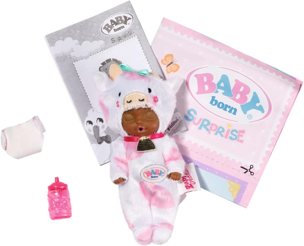 BABY Born Suprise bebeluși animale, mini păpușă cu haine de animale cu scutec, certificat de naștere și biberon, 904633 Zapf Creation Papusi Naty Shop