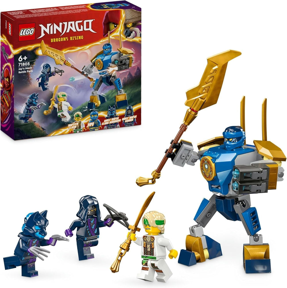 LEGO NINJAGO Jay Battle Mech, juguete ninja para niños con figuras, incluida minifigura de Jay con mini katana, figuras de acción y mech, pequeño regalo para niños y niñas creativos a partir de 6 años 71805 Juegos de construcción Besuche den LEGO-Store Single