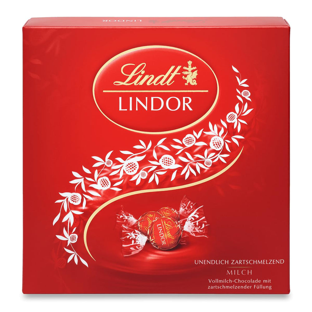 Lindt Chocolate LINDOR Mixture Silver, 26 sfere din ciocolata cu umpluturi diverse, 325 grame Bomboane de Ciocolata Naty Shop Ciocolata cu lapte (187 grame)