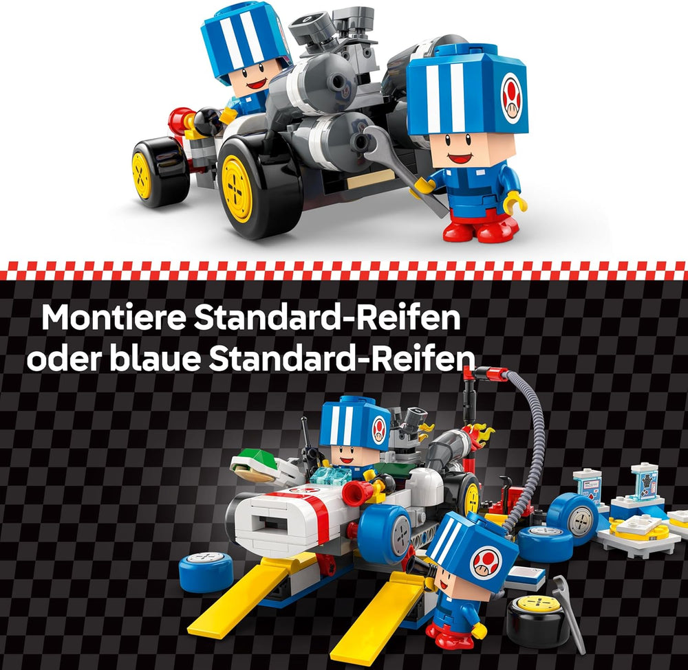 LEGO Super Mario: Mario Kart - Set de garaje de Toad, juguete mecánico de Nintendo con 2 figuras del personaje de Toad azul para juego independiente, regalo de cumpleaños para niños, niñas y jugadores a partir de 8 años 72035