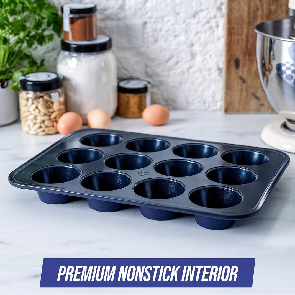 Blue Diamond Bakeware 12Er Muffinform Mit Antihaftbeschichtung, Blau Moldes y bandejas para hornear Naty Shop