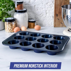 Blue Diamond Bakeware 12Er Muffinform Mit Antihaftbeschichtung, Blau Moldes y bandejas para hornear Naty Shop