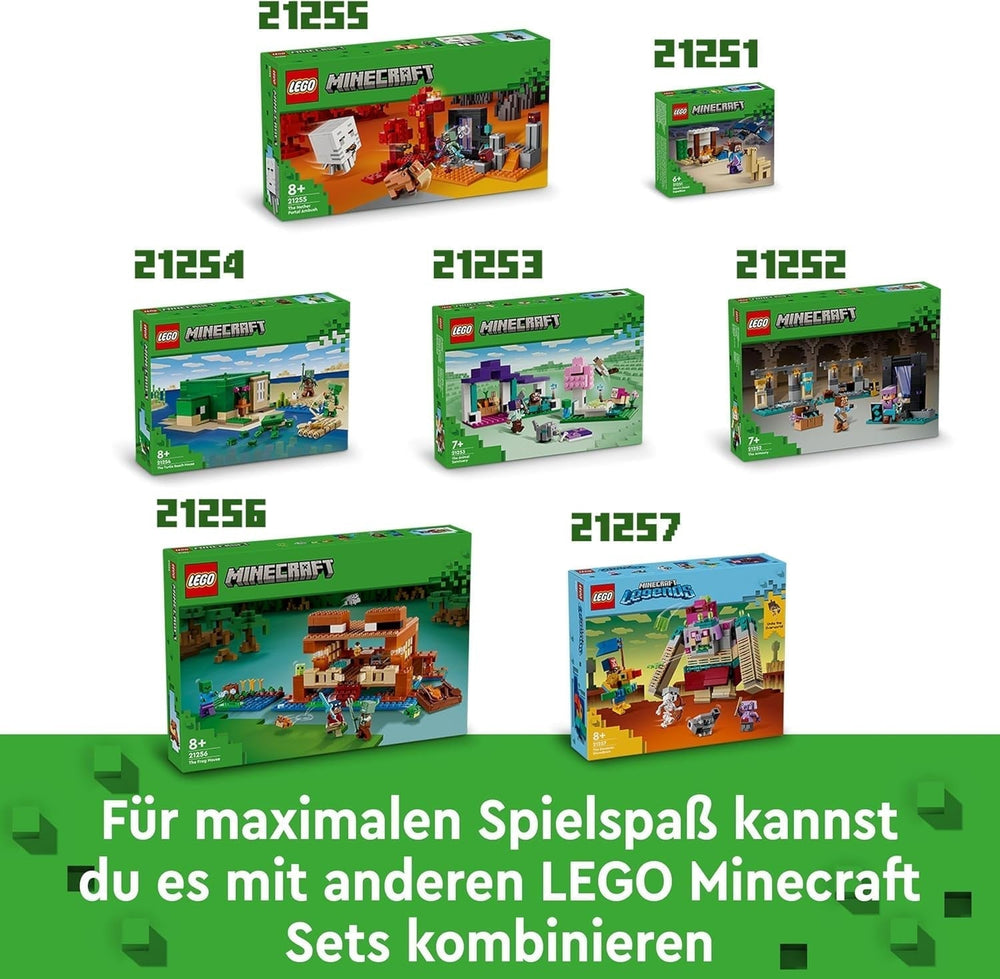 LEGO Minecraft La Casa de la Rana, casa de juguete con figuras que incluyen zombi, limo y hombre que se ahoga, además de accesorios como bote de juguete y banco de trabajo, regalo para niños y niñas a partir de 8 años 21256 Juegos de construcción Besuche den LEGO-Store