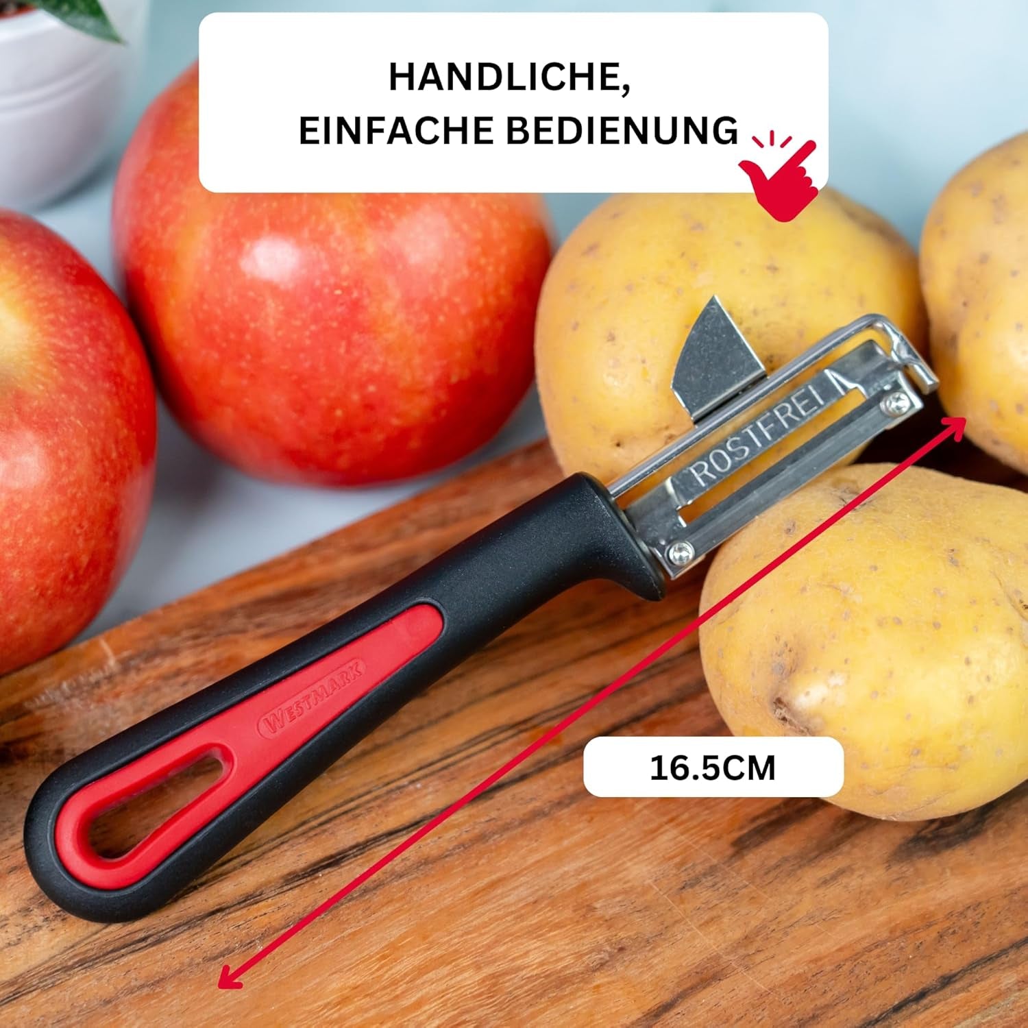 Westmark 29092270 sparschäler gallant, pp/tpe/edelstahl, schwarz / rot, 16,5 x 3,7 x 2 cm pelador naty shop