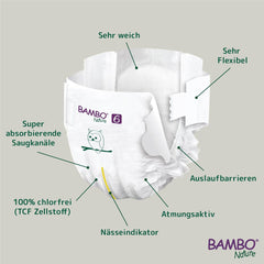 Pañales Bambo Nature Premium Eco, talla 6, 1,63 kg