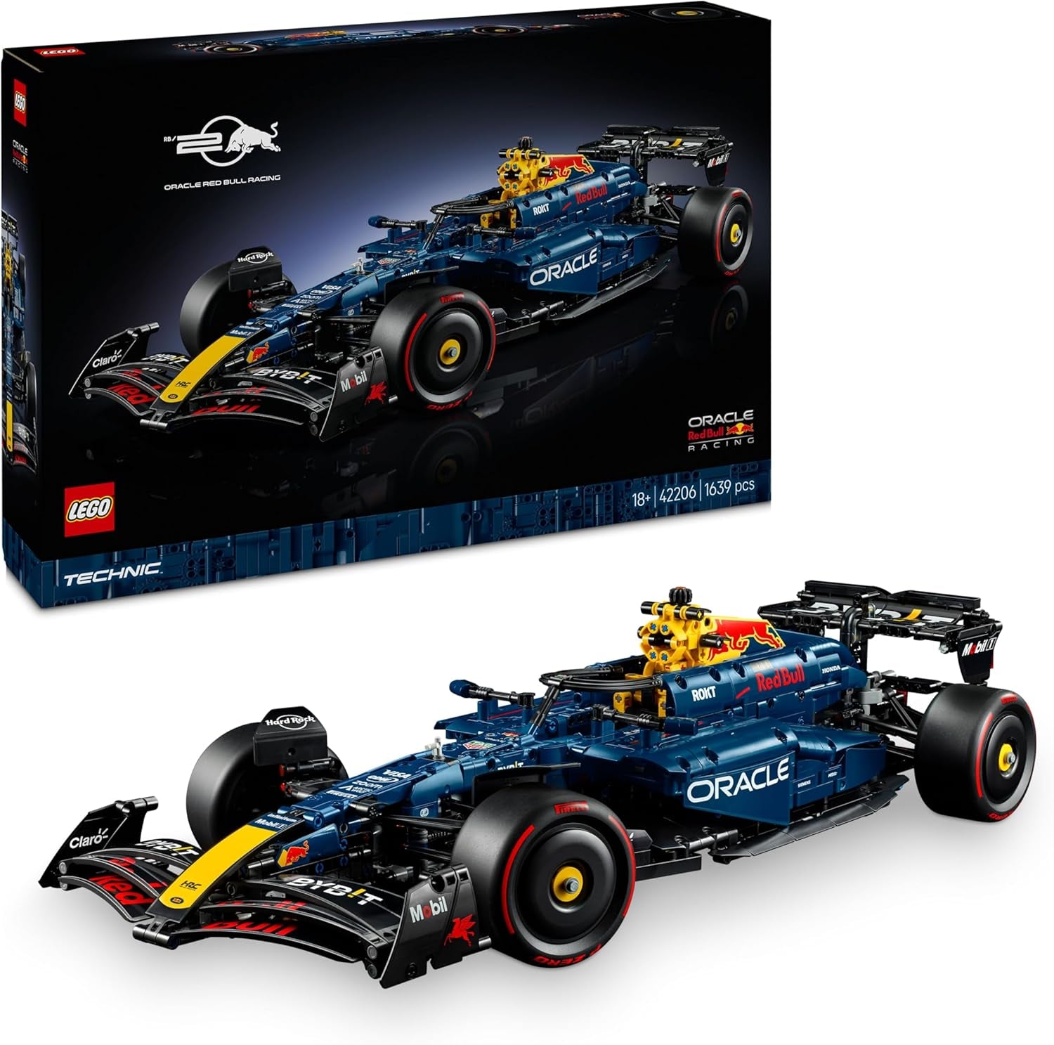 LEGO Technic Oracle Red Bull Racing RB20 F1 Rennauto Modell - Formel 1 Bauset zum Sammeln - V6-Motor, Getriebe, Lenkung & DRS im Maßstab 1:8 - Giftidee für Erwachsene & Teenager 42206