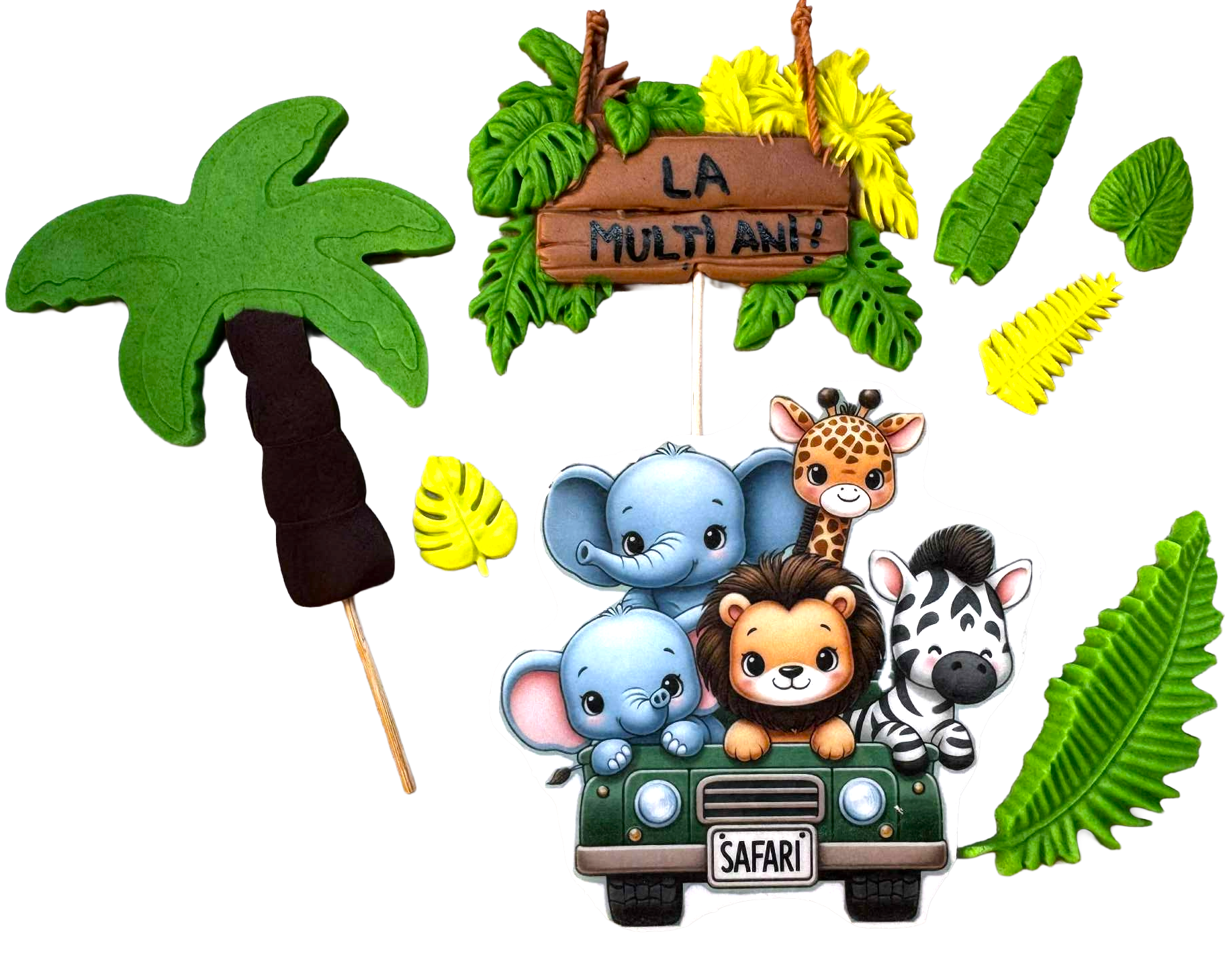 Set Safari – 8 figuritas comestibles de fondant para tartas
