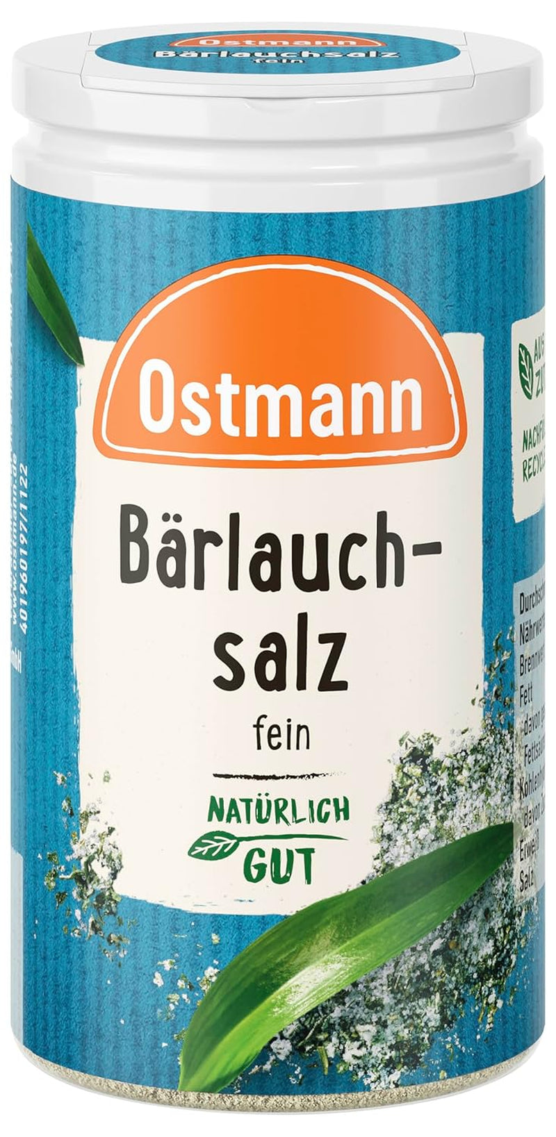Ostmann Gewürze - Bärlauchsalz | Ideal para Herzhaften Gemüse oder Fleischgerichten Recyclebare, nachfüllbare Streudose | 65 g en Streuer