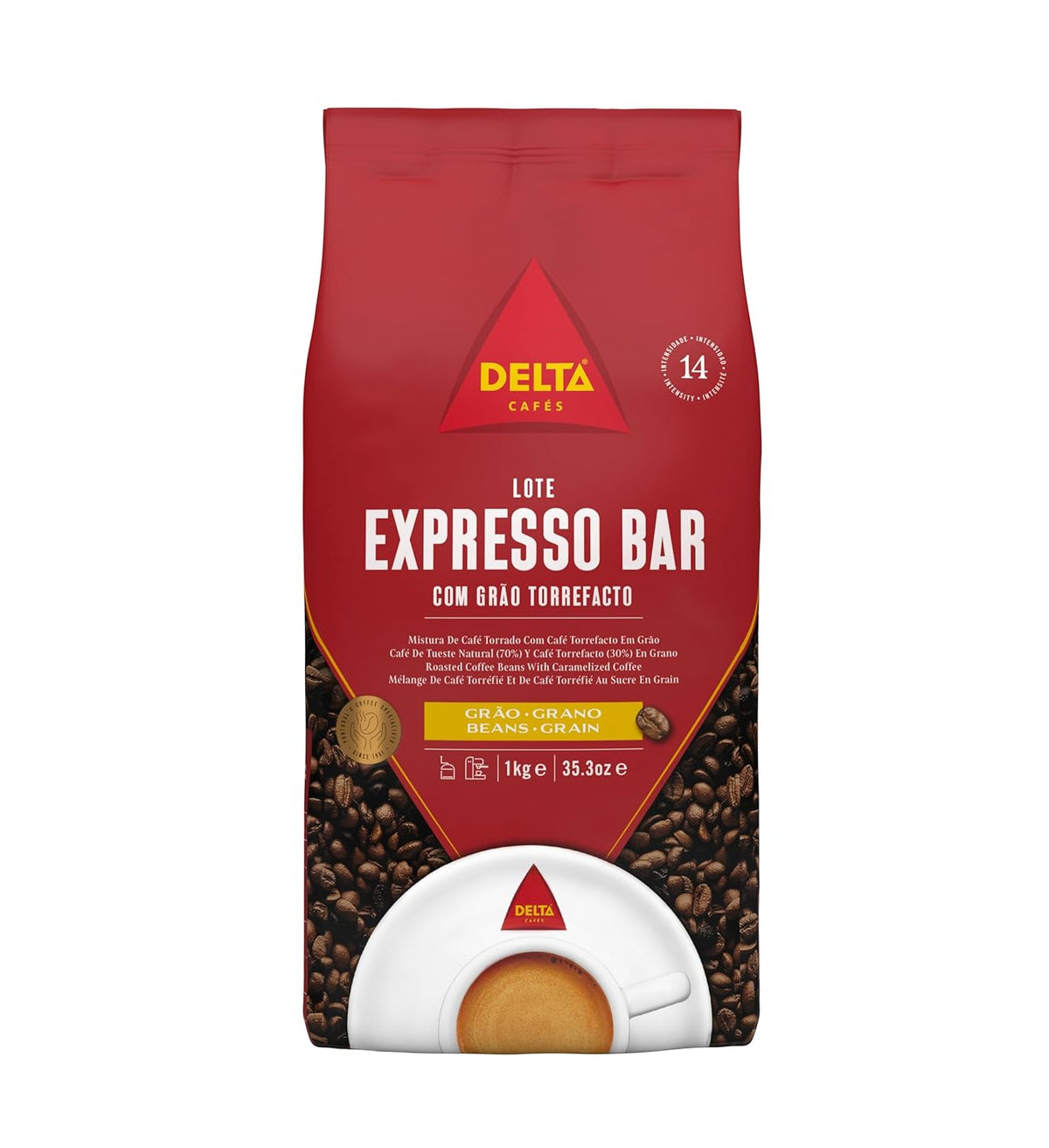 Röstkaffee mit glasierten Bohnen, ganze Bohne - Café Delta Expresso Bar 70/30