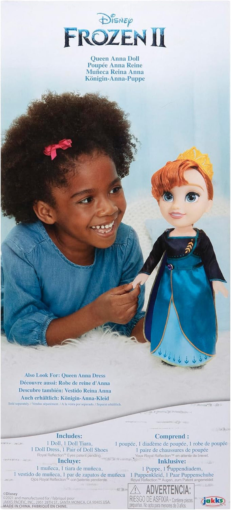 Păpușa Disney Frozen 2 Anna – o păpușă poziționabilă de 35 cm înălțime, într-o rochie la modă emblematică, cu blazonul Arendelle și o tiară pentru distracție suplimentară, pentru fetițe cu vârsta de 3 ani și peste
