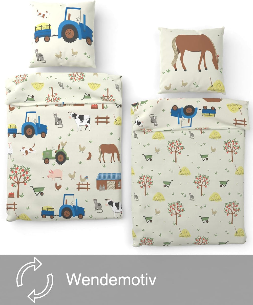Skybrands Kinder Bettwäsche Tiere 135X200 Bauernhof Kinderbettwäsche Bagger Traktor Baumwolle Kinderbettwäsche 2Tgl. Tienda Naty para jóvenes y mujeres
