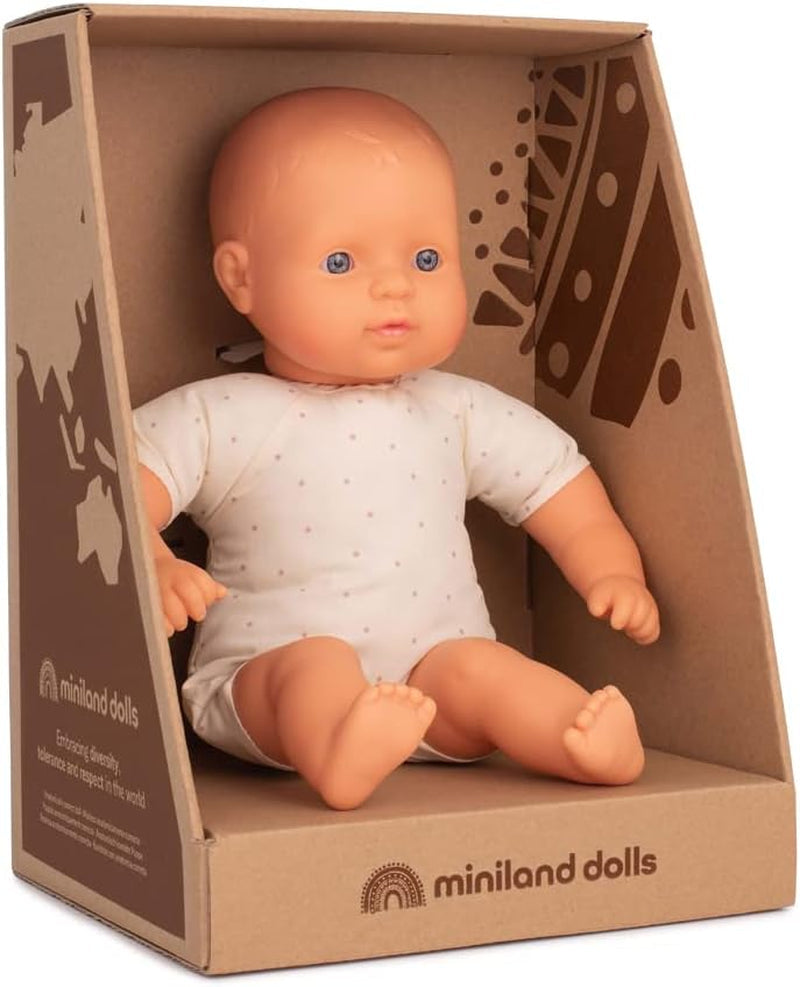 Miniland Dolls: europäische Babypuppe, 32 cm, mit weichem Stoffkörper, in Geschenkbox