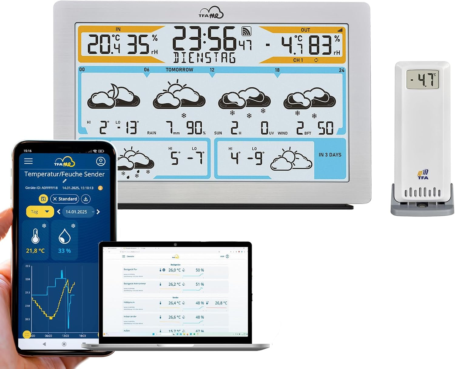 TFA Dostmann TFA-ID ID-A5 Pool Transmisor TFA-ID ID-A5 Pool, 30.3907.02, compatible con el sistema TFA.me, compatible con WLAN, para monitoreo en línea de piscinas, estanques, baños de hielo, remoto, medición de la temperatura del agua, 868 MHz, blanco