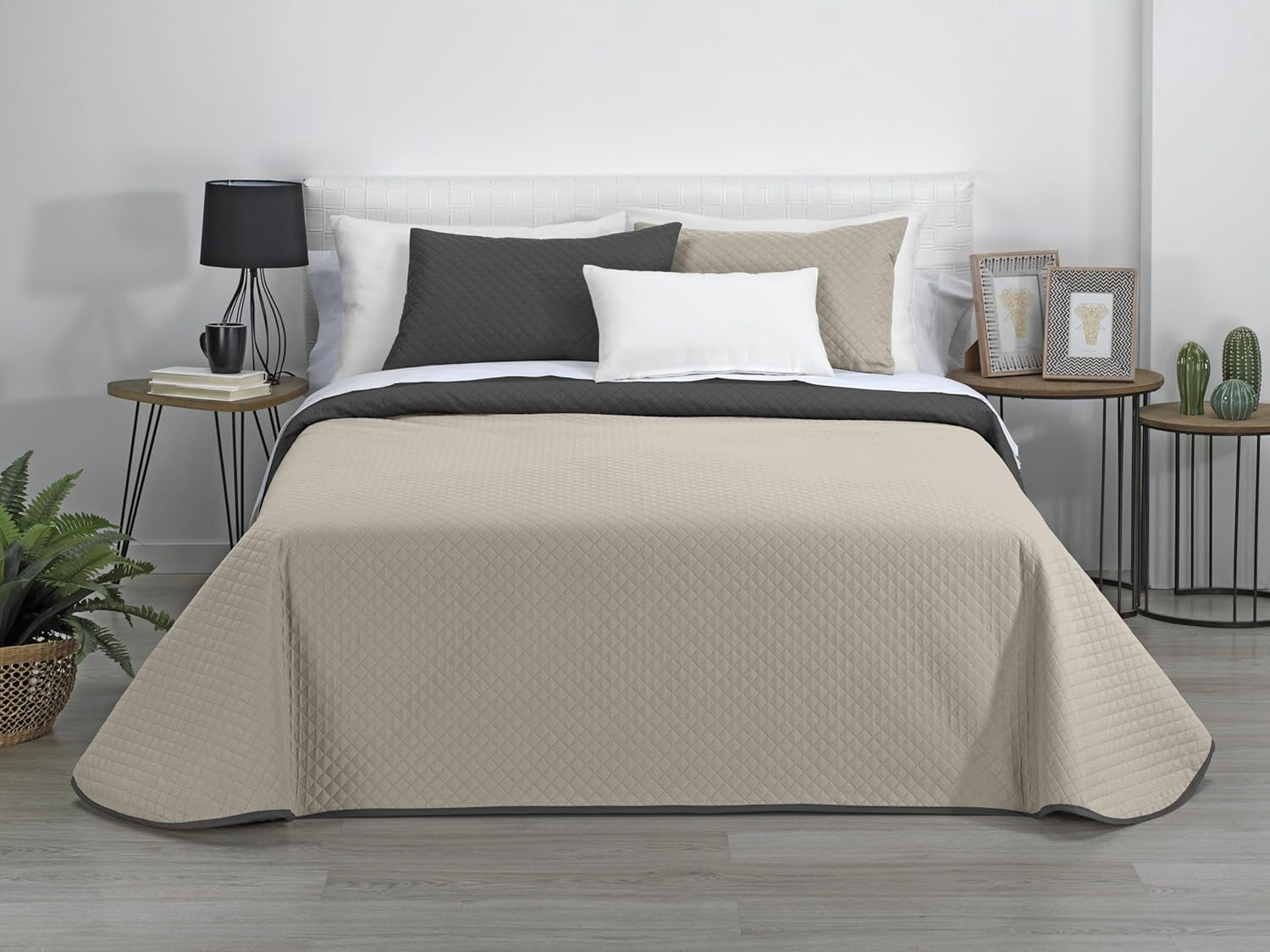 Estoralis | AVA | Edredón Reversible | Para todas las estaciones | Color - Gris/Antracita | Para Cama 180 Cm. (270 X 270 Cm. Ancho X Alto) | Edredón acolchado Edredones y colchas Naty Tienda