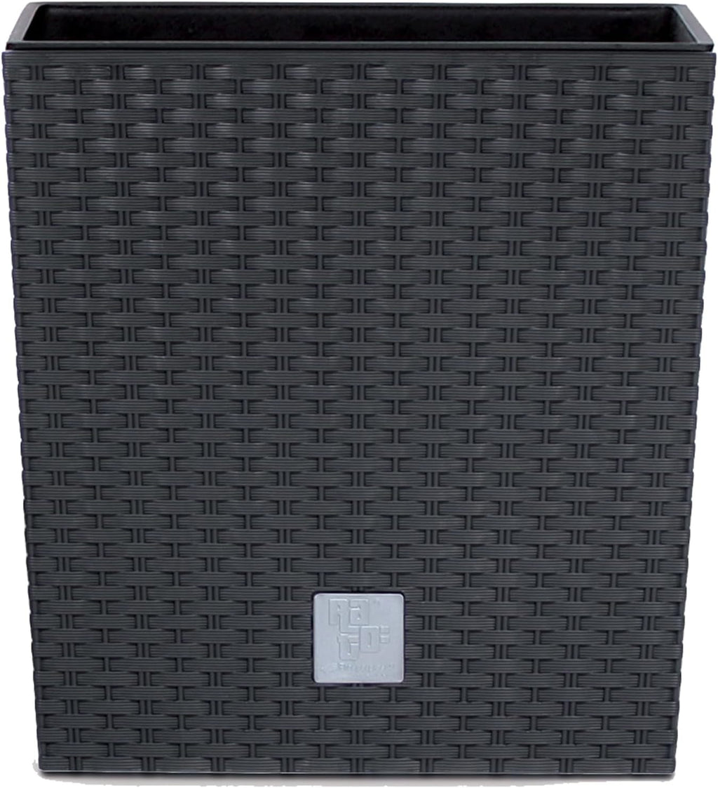 Ghiveci pătrat Prosperplast cu aspect de ratan, seria Rato, antracit, volum 64 L, negru, 39 x 39 x 40,5 cm, DRTS400L-S433