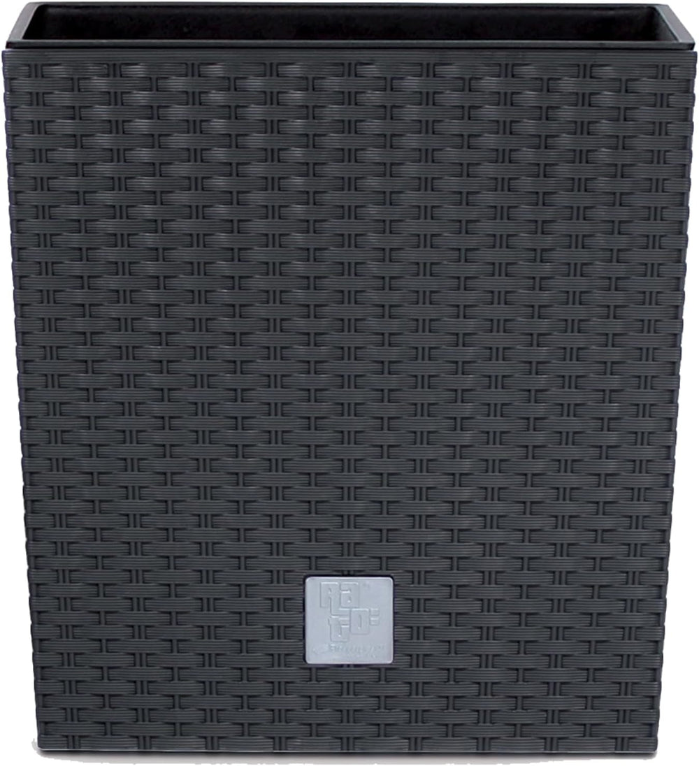 Ghiveci pătrat Prosperplast cu aspect de ratan, seria Rato, antracit, volum 64 L, negru, 39 x 39 x 40,5 cm, DRTS400L-S433