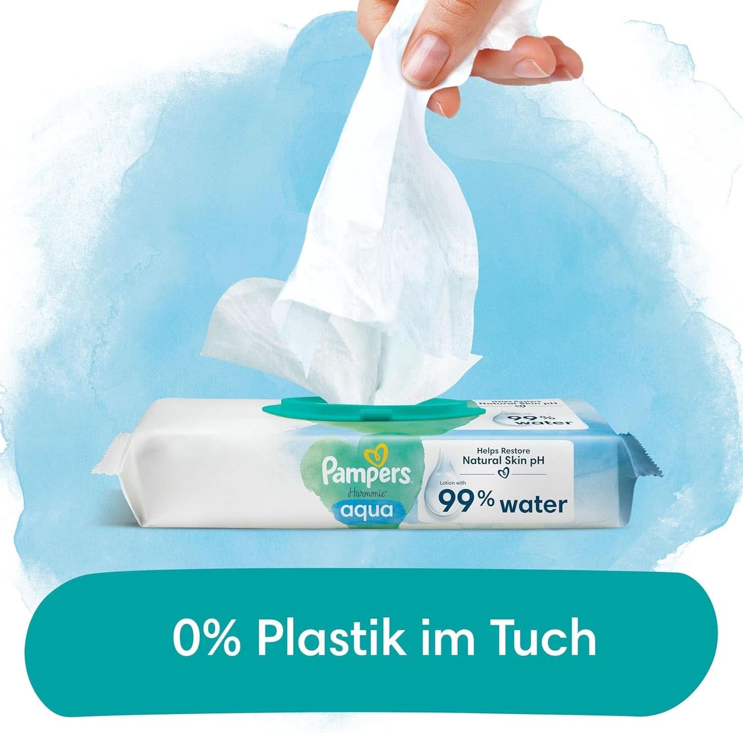 Pampers Harmonie Aqua toallitas húmedas, toallitas húmedas que ayudan a restaurar el valor del pH natural de la piel, loción ligera con 99% de agua Baby Wet Wipes Naty Shop