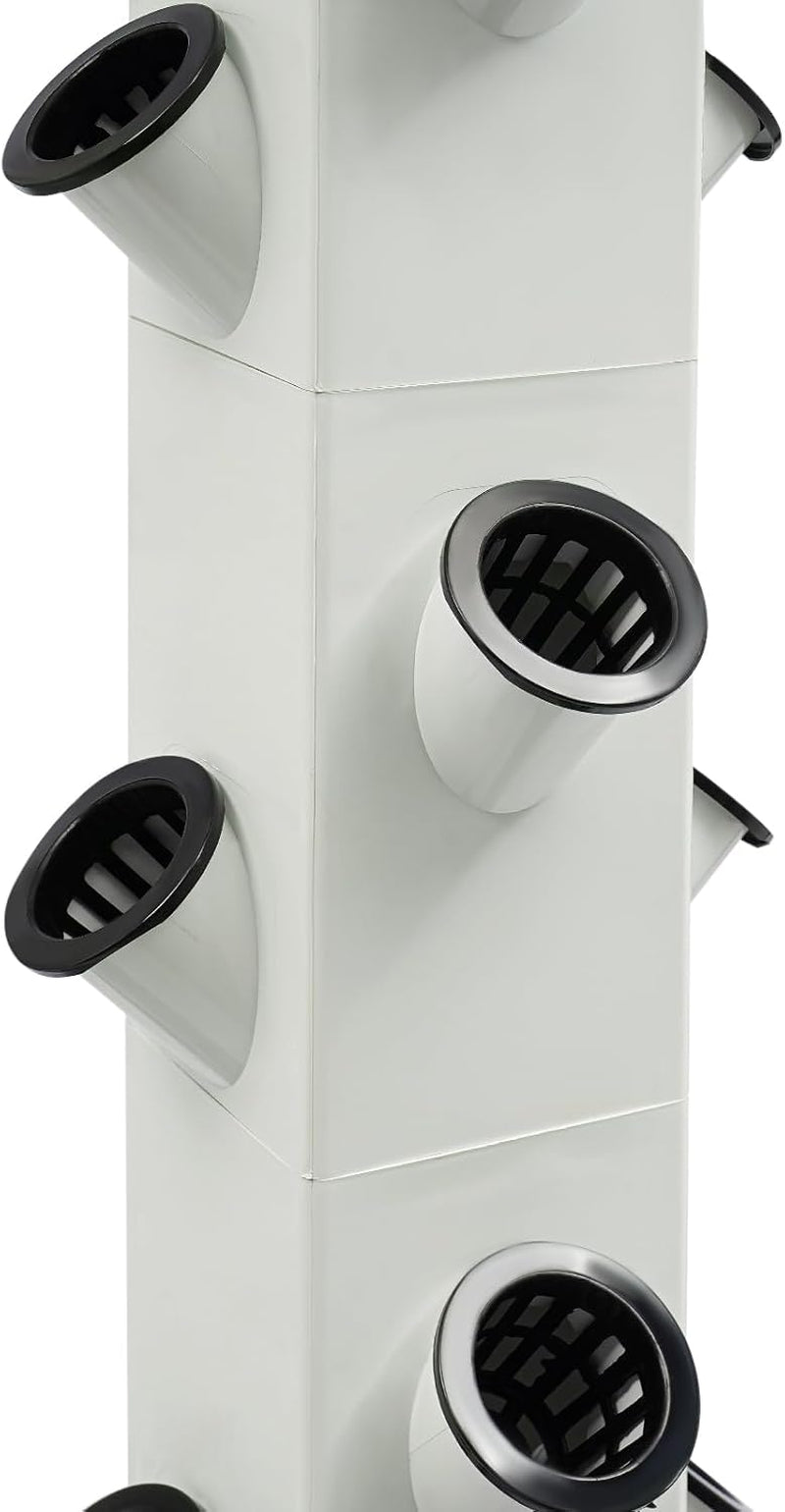 Sistema de cultivo hidropónico de 56 agujeros y 7 niveles Sistema de cultivo sin suelo Kit de cultivo Torre aeropónica Sistema de cultivo hidropónico con bomba de hidratación Adaptador de temporizador Cama de cultivo y maceta de malla