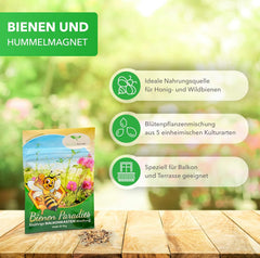 Magic of Nature Mezcla para cajas de balcón - 10 g de semillas - Plantas aptas para las abejas - Fácil de usar - Paraíso de las abejas - 5 especies nativas cultivadas - Adecuado para jardineras y maceteros