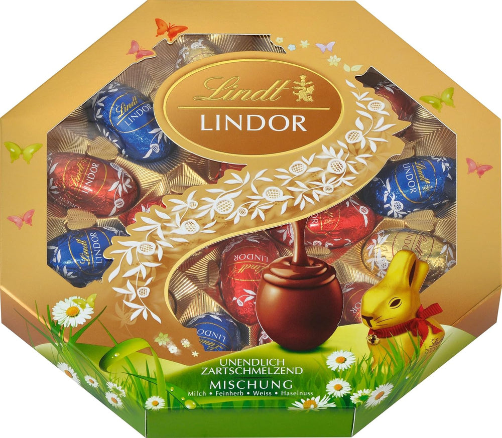 Mezcla de Pascua Chocolate Lindt LINDOR | Caja 144g | Huevos LINDOR que se deshacen en la boca en tres variantes: Chocolate con leche, Chocolate negro, Avellana | Chocolate de Pascua | Regalo de chocolate | 1 paquete