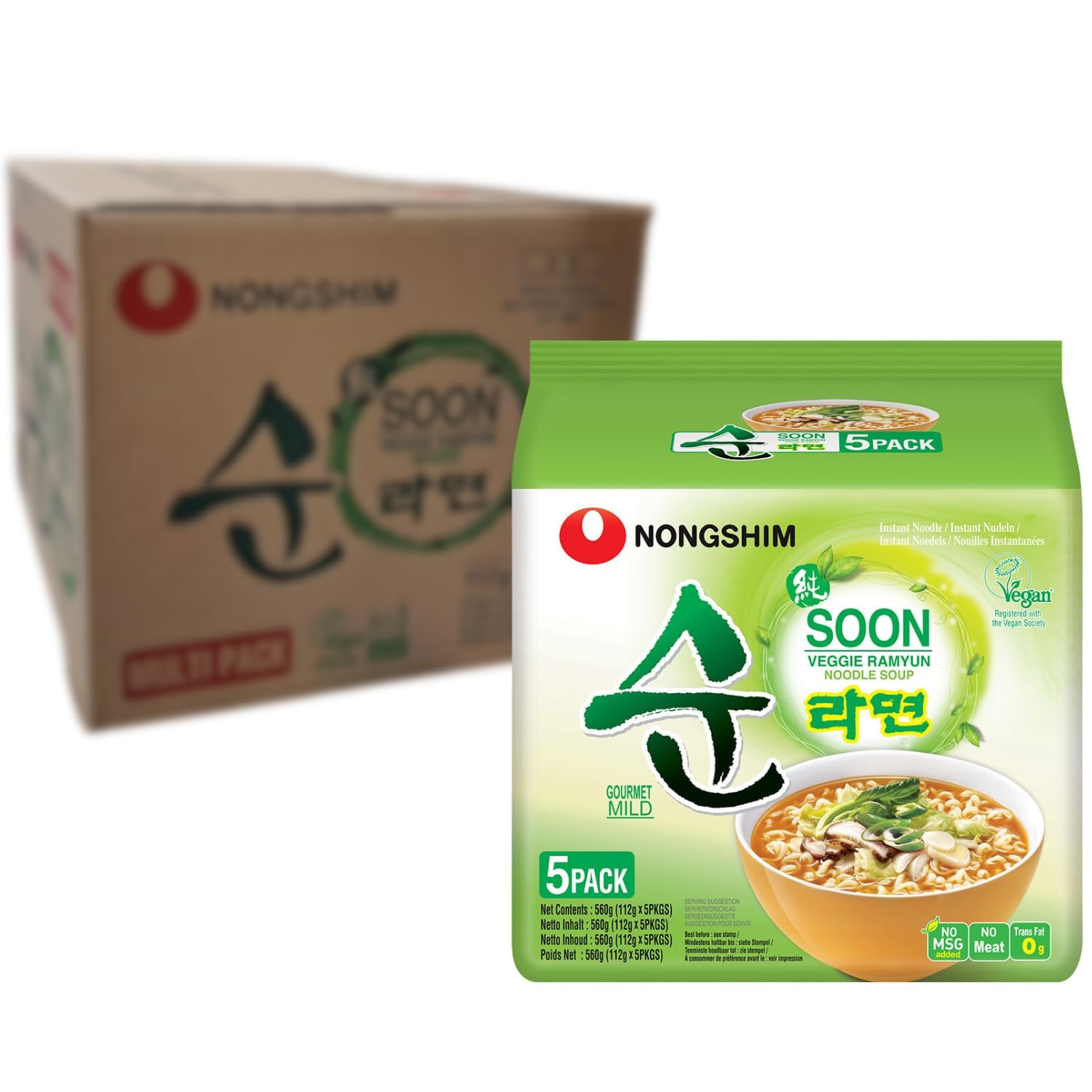Nong Shim - Sopa Instantánea Nudeln Soon Veggie - Multipack (12 X 67 GR)