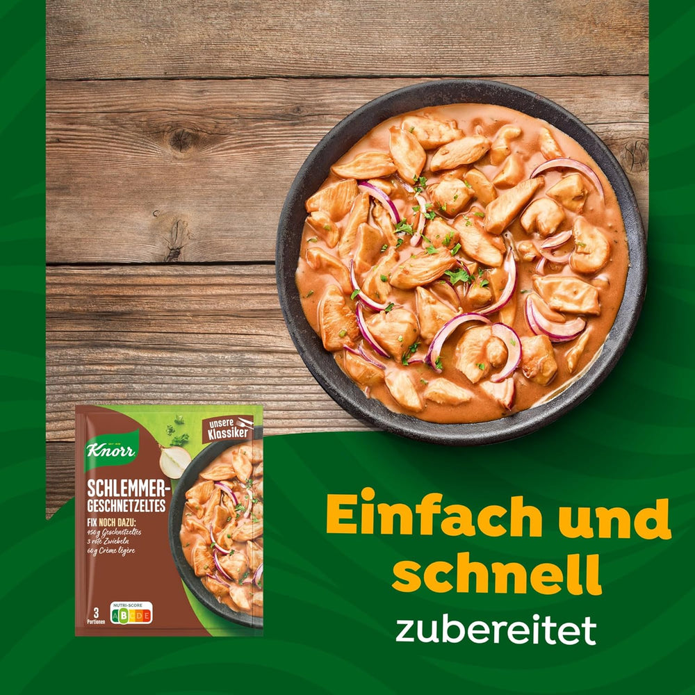 Knorr Fix Würzmischung Schlemmer-Geschnetzeltes für ein leckeres Fleischgericht ohne geschmacksverstärkende Zusatzstoffe 43 g 1 unidad