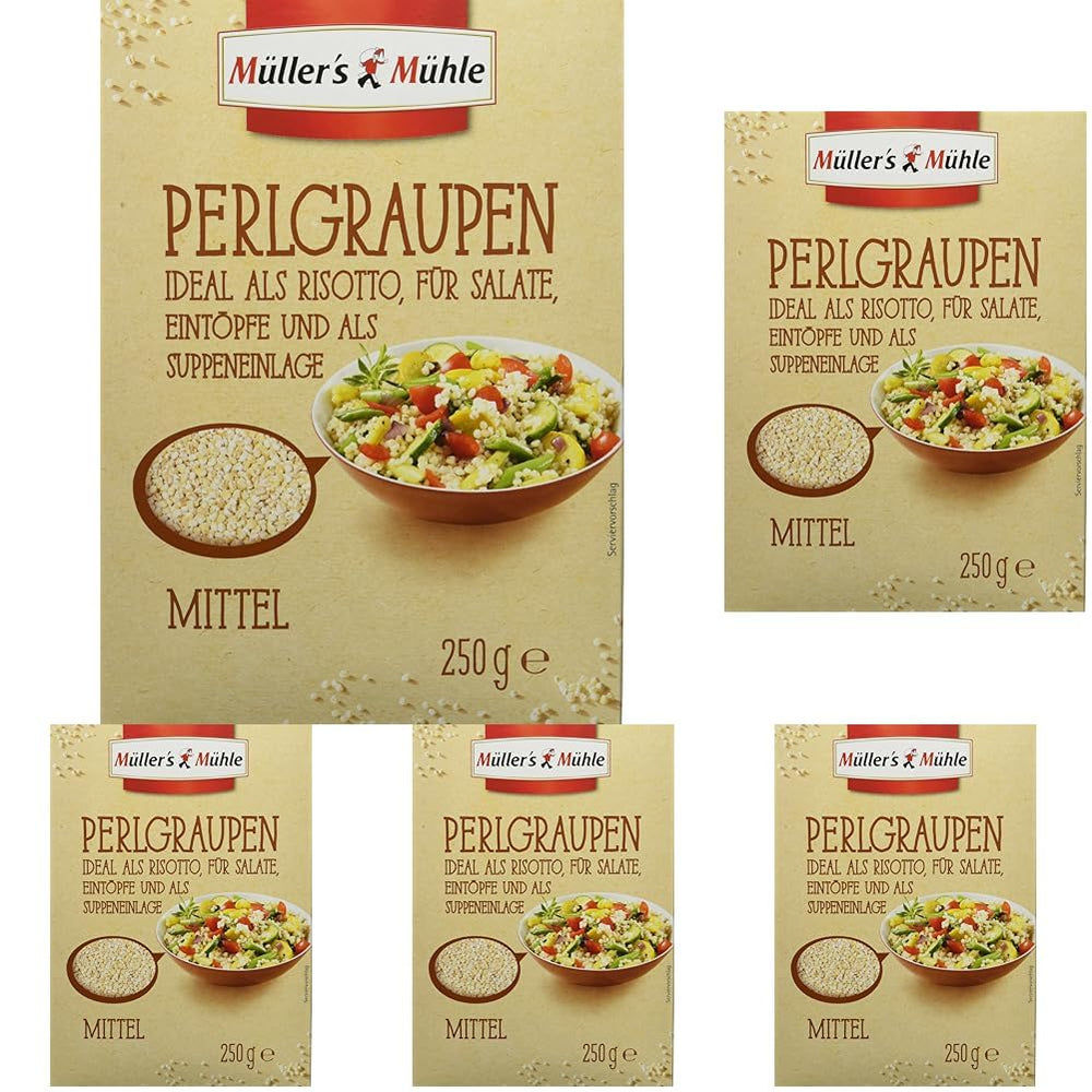 Cebada perlada Müller's Mühle, 250 g (paquete de 5)