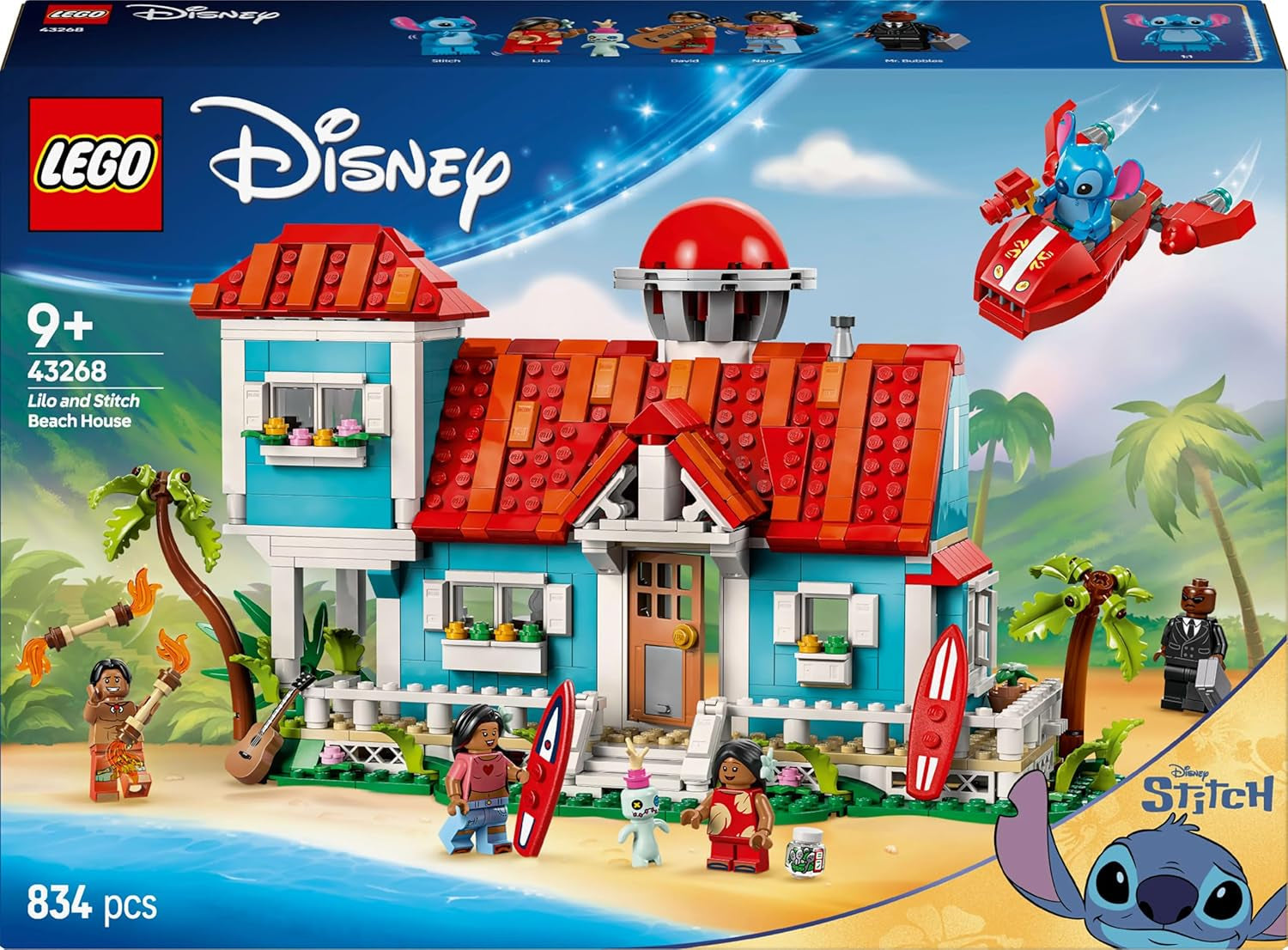 LEGO Ç€ Casa de Playa Disney de "Lilo y Stitch" - Juguete para construir con 6 habitaciones, observatorio, nave espacial y 5 minifiguras - regalo de cumpleaños para niñas y niños mayores de 9 años y fans 43268 Besuche den LEGO-Store sets de construcción