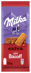 Chocolate Milka Extra Biscoff – Chocolate con leche alpino con crujientes trozos de galleta Lotus Biscoff – 190g
