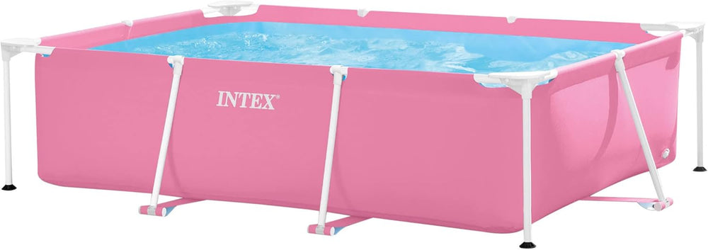 Intex 28266NP - Piscina elevada rectangular con estructura, 1662 L, acero y PVC, rosa, 220x150x60 cm