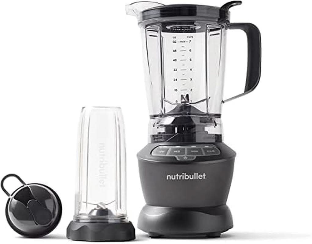 Nutribullet Full Size Blender, Elektrischer Mixer, Multifunktionaler Stabmixer, Professioneller Mixer, 1000 Watt Leistung, 1,6L Becher, Grau, NBF450DG Bucatarie Naty Shop