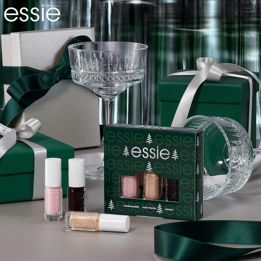 Kit Essie Mini Trio NAVIDAD, núm. 13 Señorita + núm. 49 Wicky + núm. 570 Mani Gracias, 3 x 15 ml