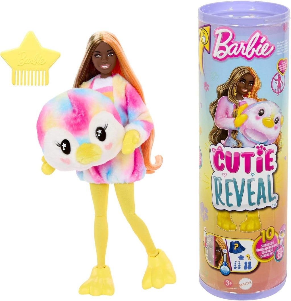 Barbie Cutie Reveal Doll și accesorii, costum de pluș Batik Bunny și 10 surprize cu schimbare de culoare, seria Color Dream, HRK38 Papusi Naty Shop Pinguin Batik