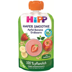 HiPP Bio Quetschie Hafer Smoothie Apfel Banana Erdbeere mit Haferdrink (6 x 120 ml), desde 1 año, 100% pflanzlich, sin Zuckerzusatz, vegano, en la mejor calidad biológica