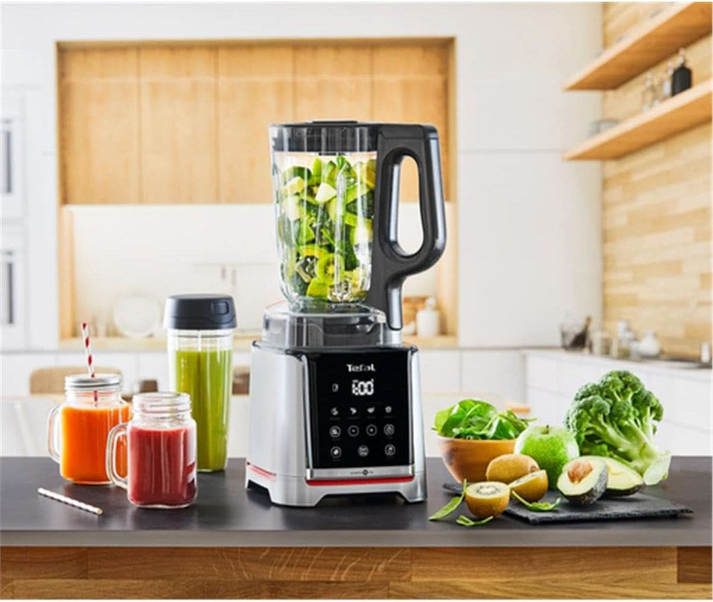 Tefal Infinymix Hochgeschwindigkeits-Standmixer, 5 Auto-Programme + Manuelle Einstellung, 2,6-L-Tritan-Behälter, Inkl. 600Ml Reisebecher/Stampfer/Rezeptheft, Silber, BL91HD31 Mama si Copilul Naty Shop