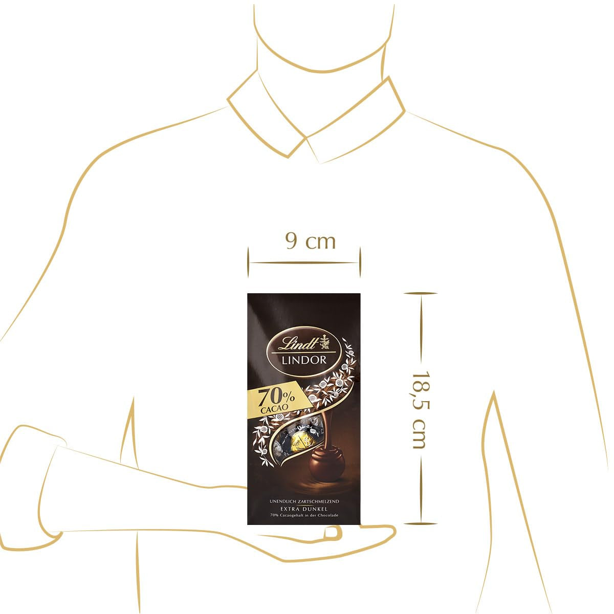 Bolitas de chocolate Lindor 70% cacao extra oscuro | Bolsa de 137g | Aprox. 10 bolas de fino chocolate negro con relleno que se deshace en la boca | Regalo de chocolate | regalo de chocolate