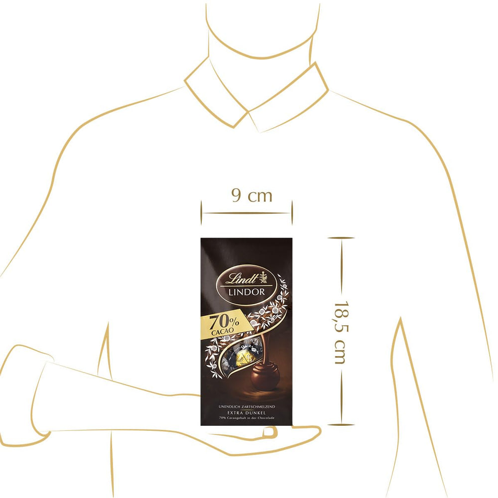 Bolitas de chocolate Lindor 70% cacao extra oscuro | Bolsa de 137g | Aprox. 10 bolas de fino chocolate negro con relleno que se deshace en la boca | Regalo de chocolate | regalo de chocolate