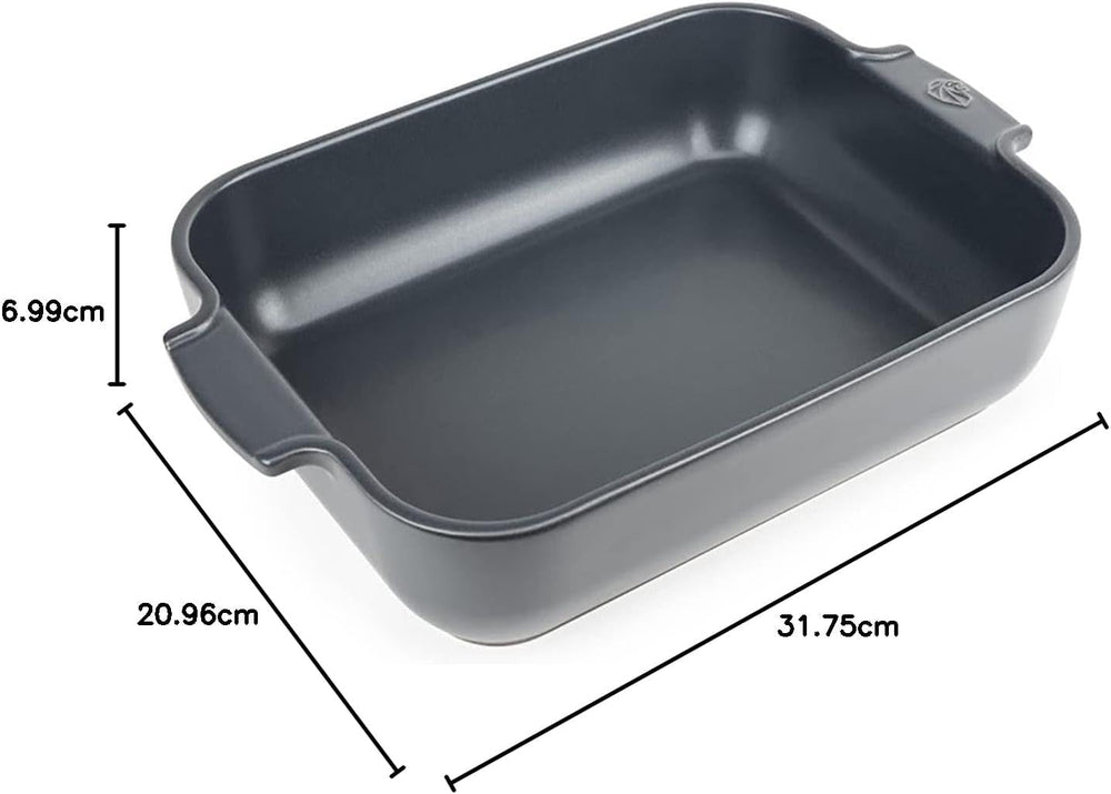 Peugeot Appolia Rechteckige Auflaufform Mit Griffen, Keramik, Schiefer / Grau, 7,2X31X21,7 Cm, Fassungsvermögen: Ca. 2 L, 60060 Moldes y bandejas para horno Naty Shop