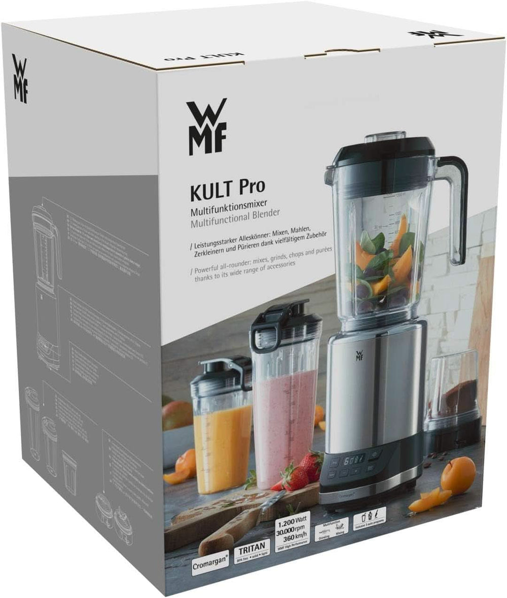 WMF Kult Pro Batidora multifunción Hochleistungsmixer, 30.000 U/Min, batidora, batidora de pie, función Ice-Crush, 4 mezcladores Inkl. Togo-Verschluss Cocina Tienda Naty