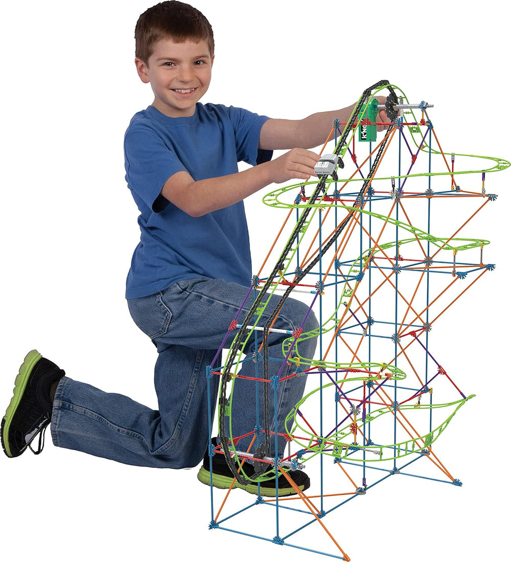 K'NEX 51438 Typhoon Frenzy Montaña rusa, modelo 2 en 1, juego de construcción colorido para niños y niñas, juguete de 19 pies, juego de construcción para niños de 640 piezas para niños a partir de 9 años