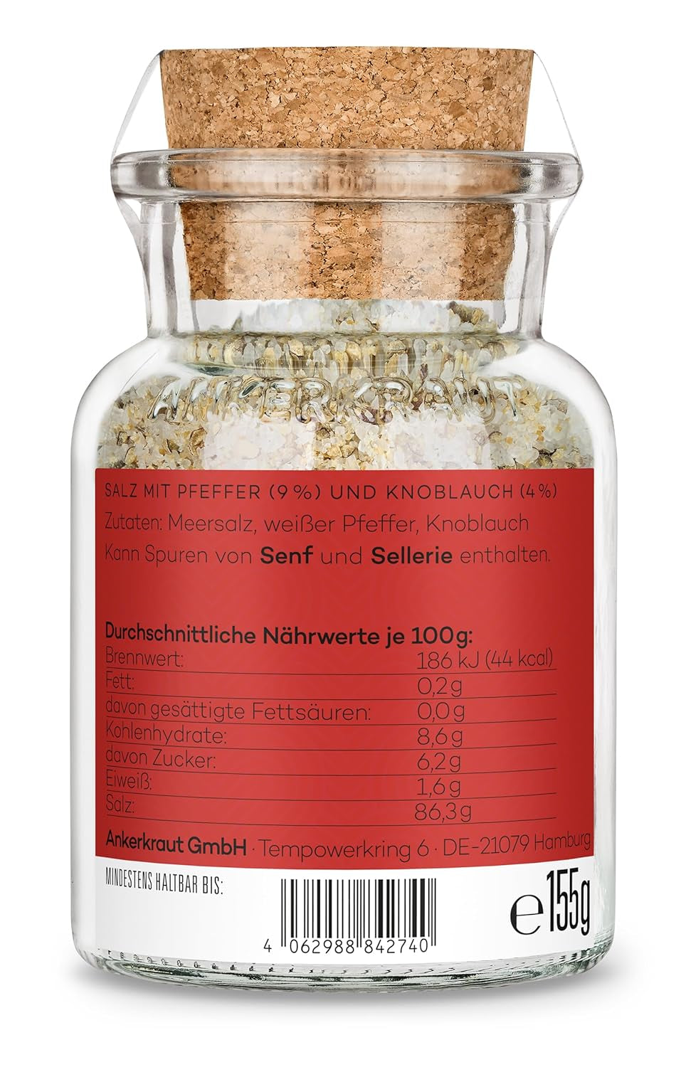 Ankerkraut "Merry Crisis" Anlass-Gewürz, Aioli Pfeffer Salz zum Verschenken, Gewürz Geschenk mit Knoblauch, 155 g en corcho