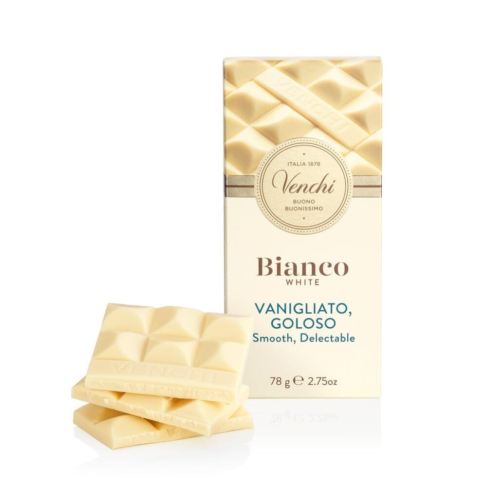 Venchi - Barra de chocolate extra blanco, 78 g - con vainilla - Sin gluten
