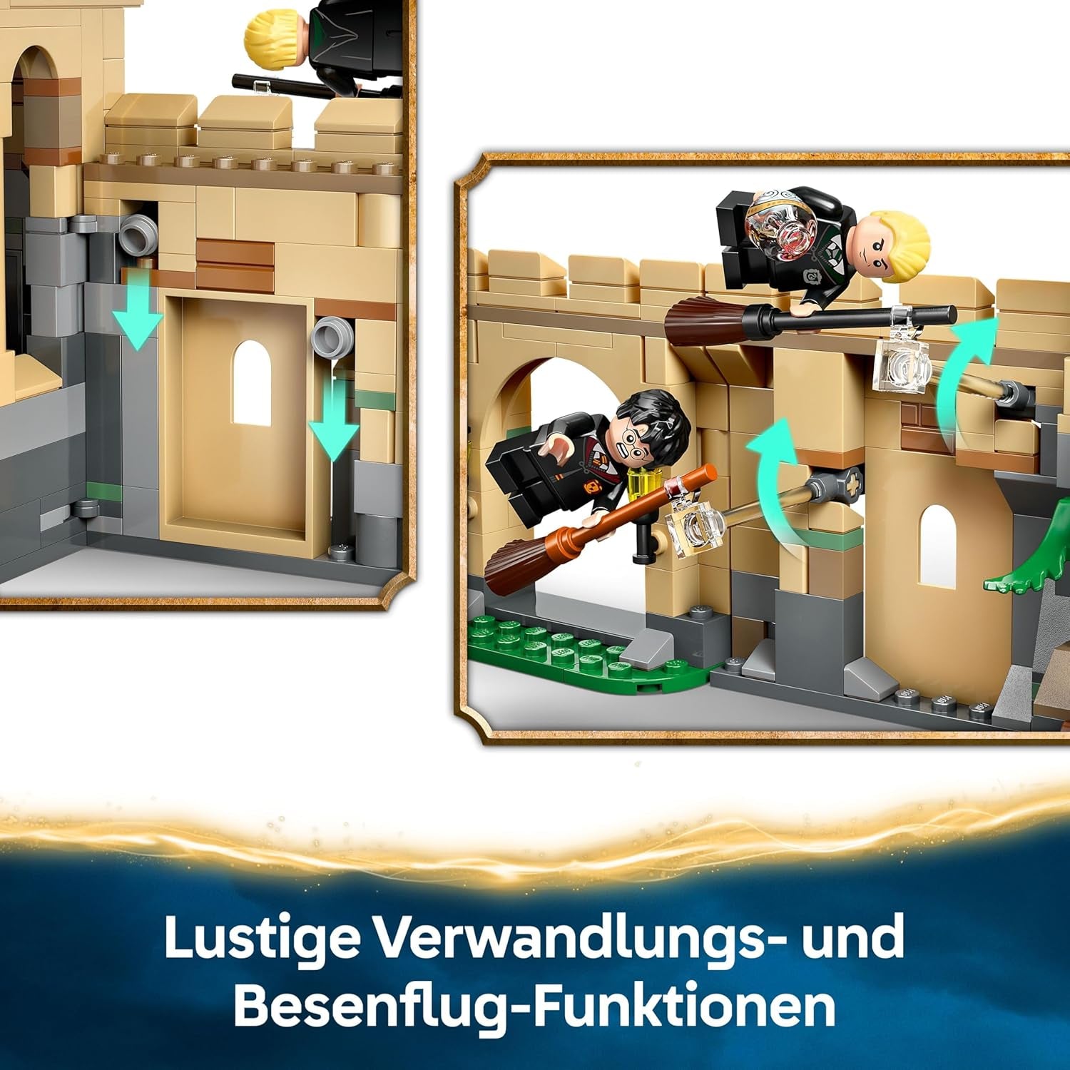 LEGO Harry Potter Schloss Hogwarts: Flugstunden, Abenteuer-Spielset mit 6 Minifiguren zum Sammeln, inkl. Draco Malfoy y la profesora McGonagall, Rollenspiel Set für Jungen und Mädchen ab 9 Jahren 76447
