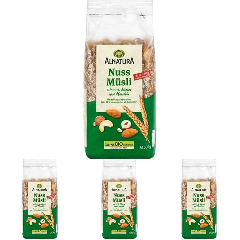 Muesli ecológico con nueces, 17% nueces y almendras, 0,5 kg