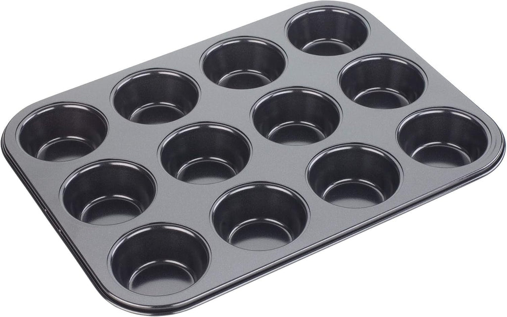 Tala Performance Muffin-Blech, 6 Löcher, Jumbo-Größe, Karbonstahl Von Professioneller Stärke, Mit Antihaftender Eclipse-Beschichtung, Schwarz Matrite si tavi pentru copt Naty Shop 12 Muffinbecher