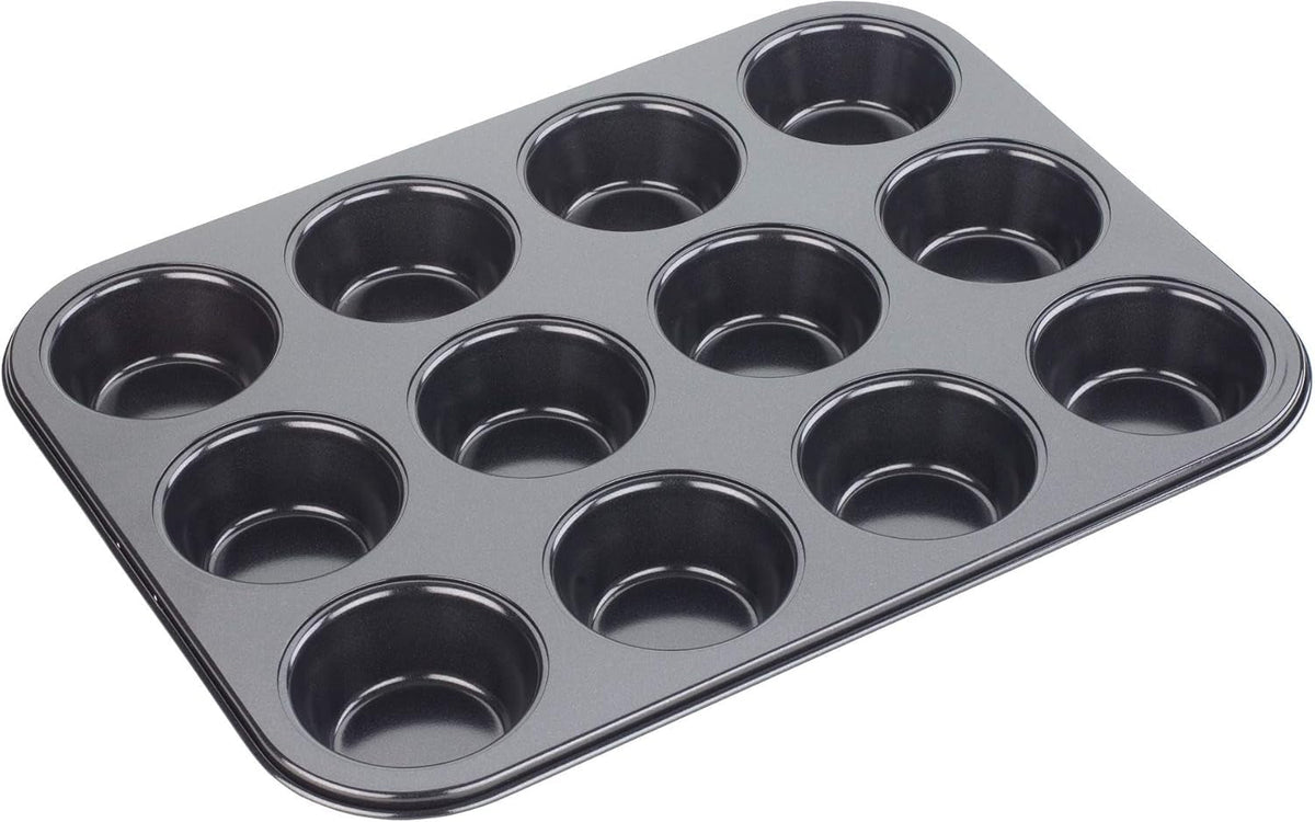 Tala Performance Muffin-Blech, 6 Löcher, Jumbo-Größe, Karbonstahl Von Professioneller Stärke, Mit Antihaftender Eclipse-Beschichtung, Schwarz Moldes y bandejas para hornear Naty Shop 12 Muffinbecher